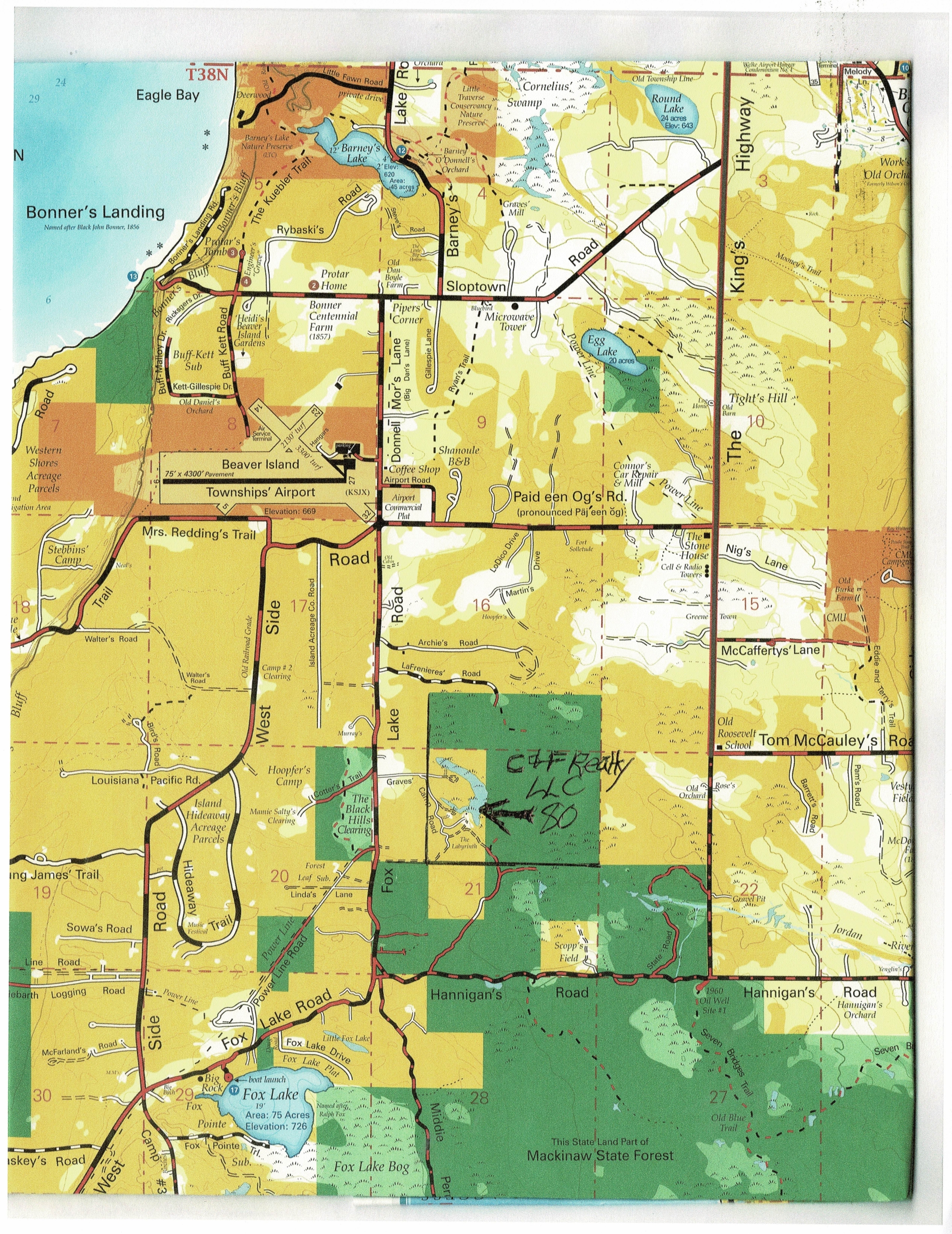Location – C&F Realty LLC LARGE Fritz-Chupp – 80 Ac. Parcel – Fox Lake Rd.